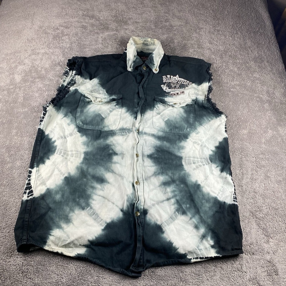 The Biker Club‎ Austin TX 2012 Vest Cut Off Mens 2XL Tie Dye